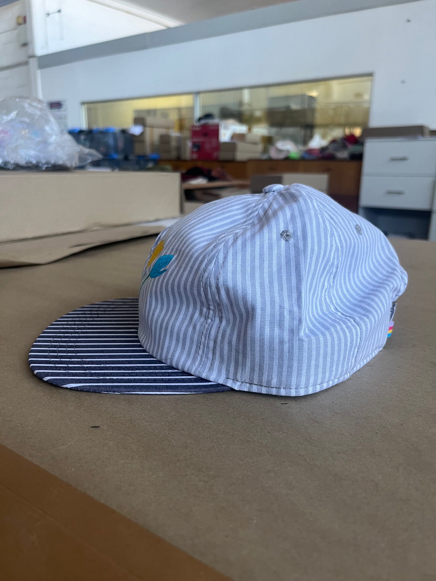 Cap with Light Pin Stripe Tulip flower in ABC colours