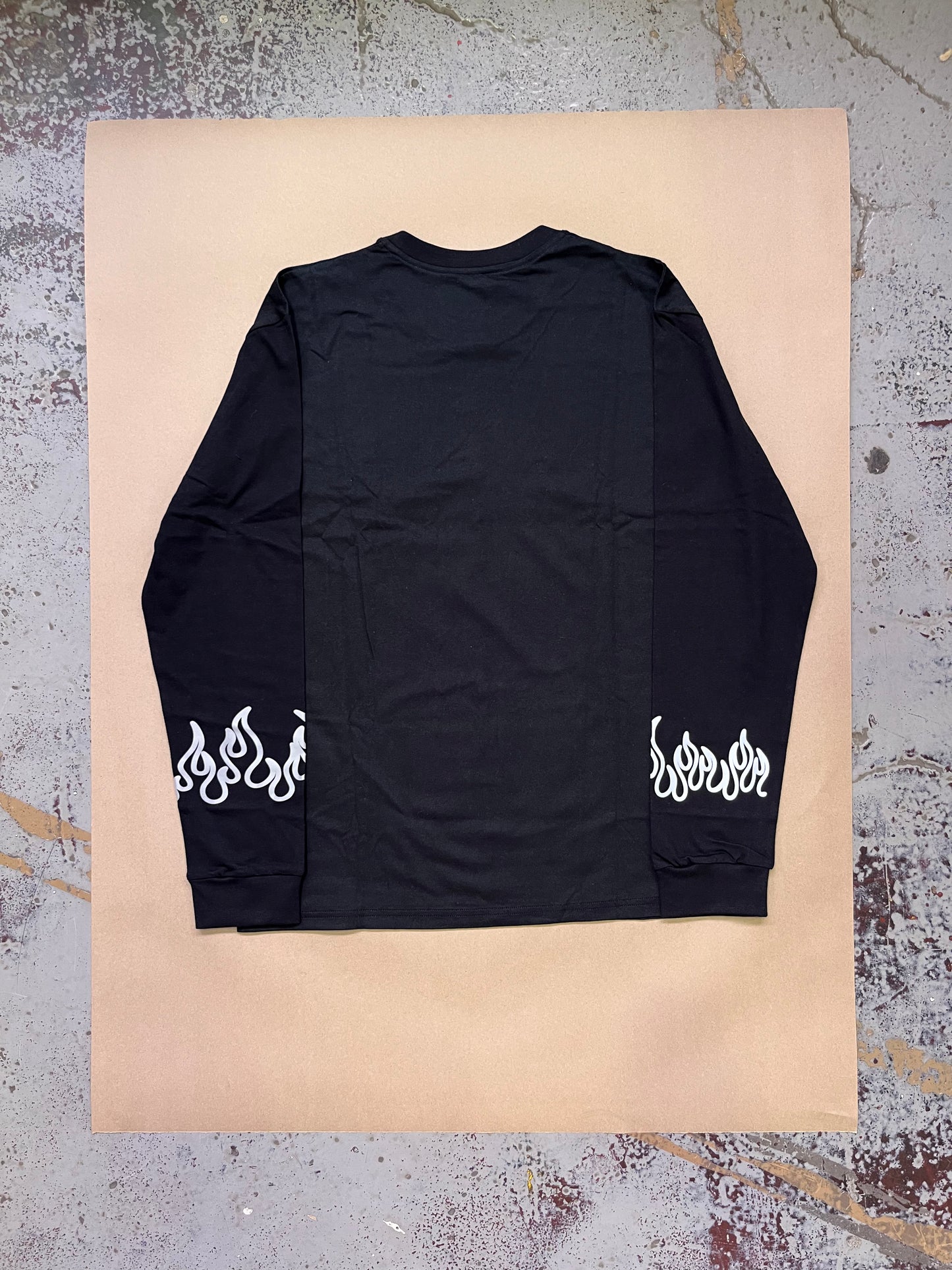 Black LongSleeve T-shirt with Reflective 3M flames on cuffs