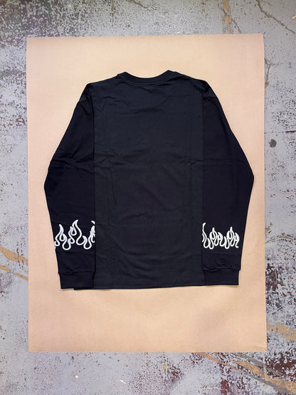 Black LongSleeve T-shirt with Reflective 3M flames on cuffs